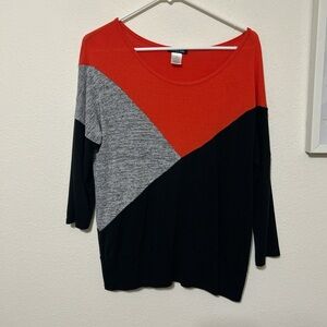 Olivia Blu Bright Color Block Dolman Top Sweater Medium